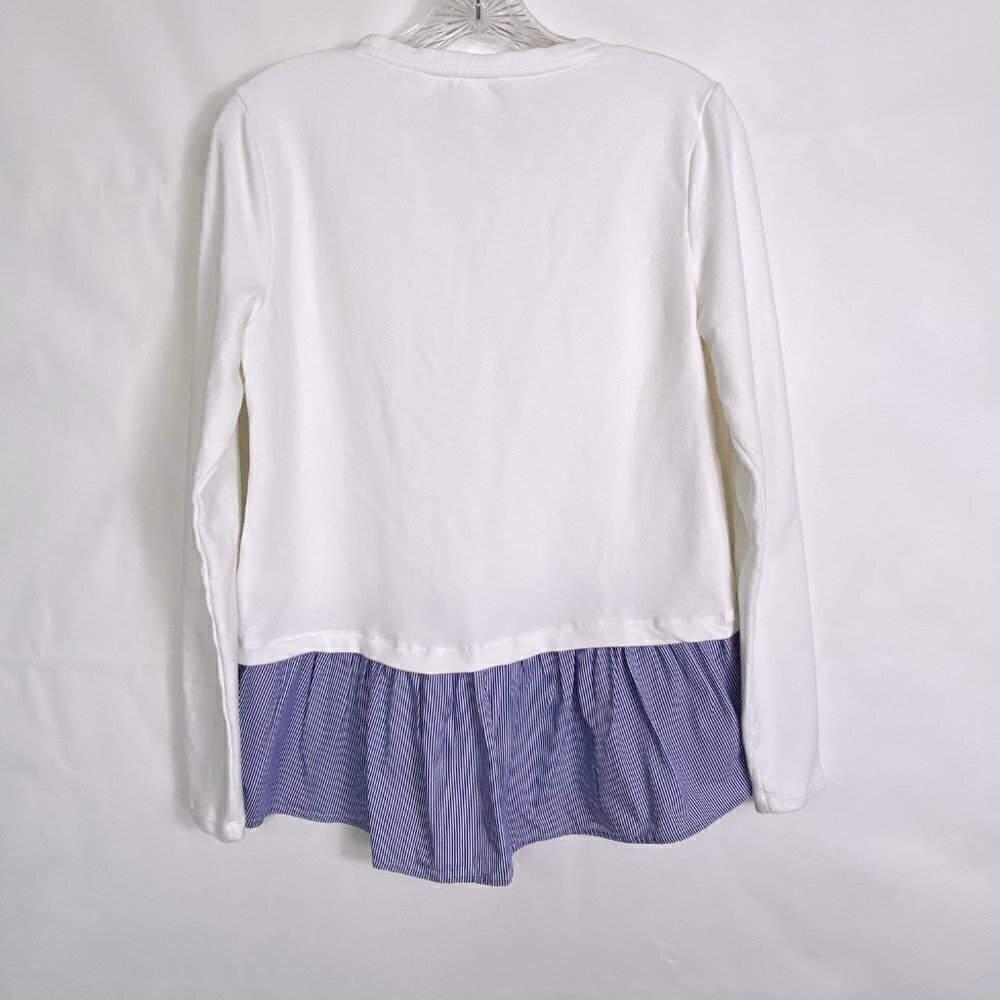 Vineyard Vines Terry Crewneck Sweater Peplum Hem White Small - Picture 3 of 7